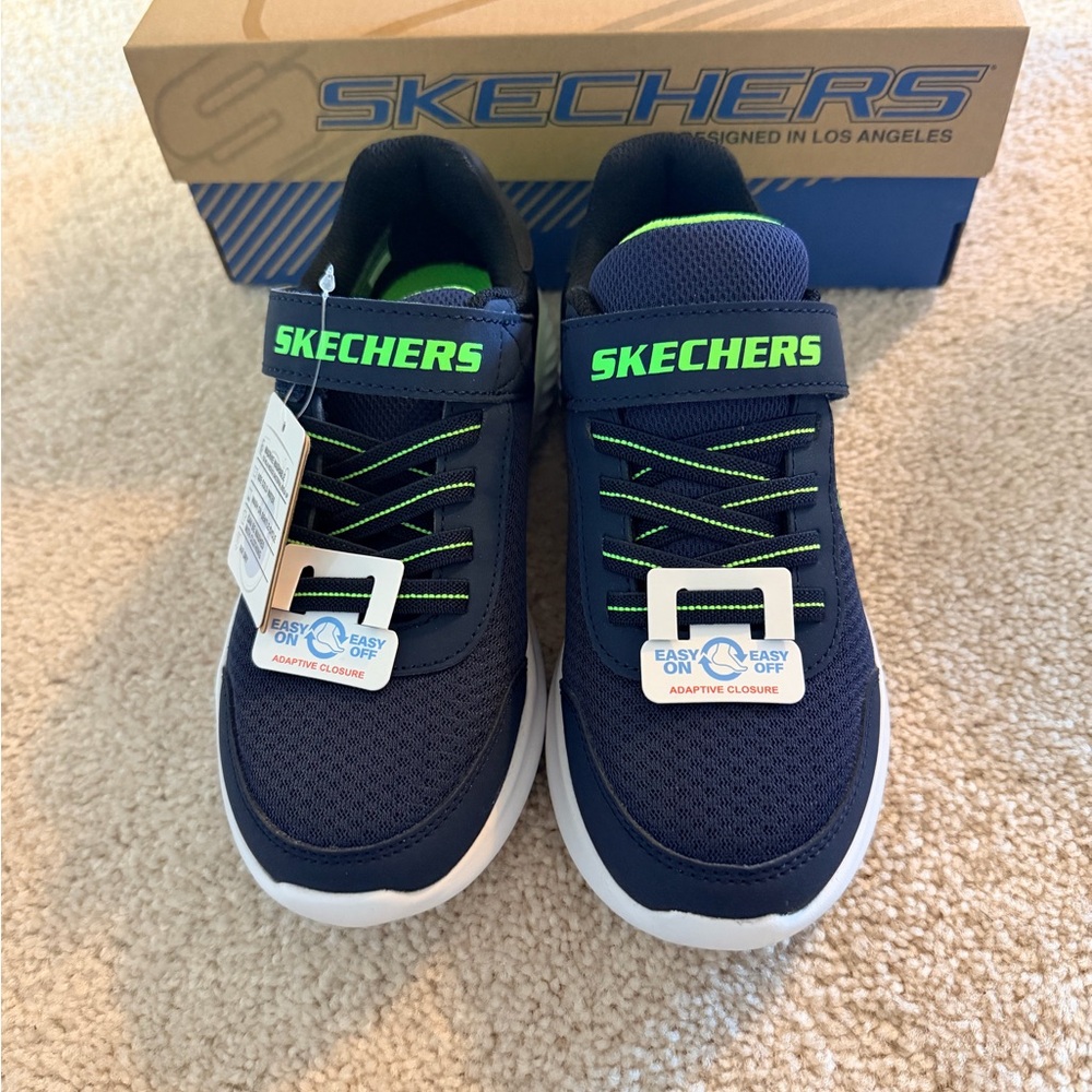 Skechers Kids' Navy and Lime Sneakers
